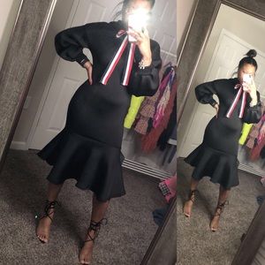 Ruffle Hem Balloon Sleeve Dress